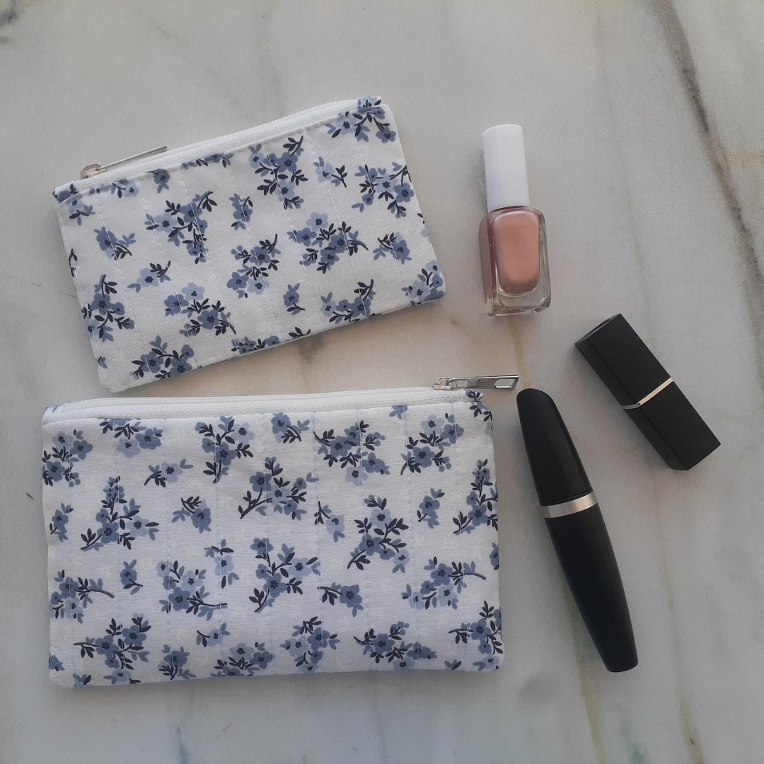 Makeup bag sewing pattern, 2 styles, 3 sizes, Quilted toiletry bag