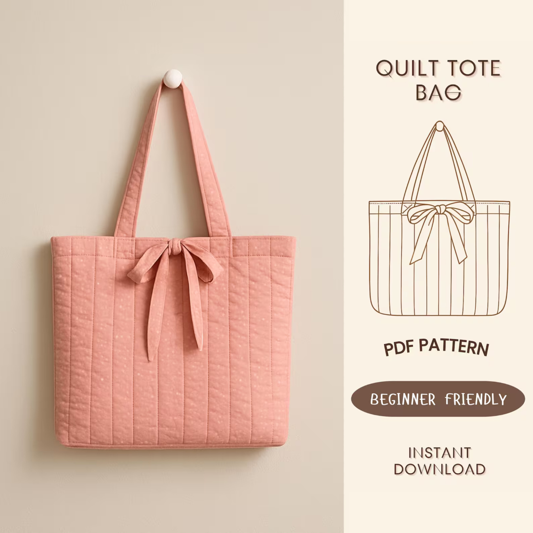 Quilted Tote Bag Sewing Pattern: Beginner Friendly PDF Template (A4/Letter)