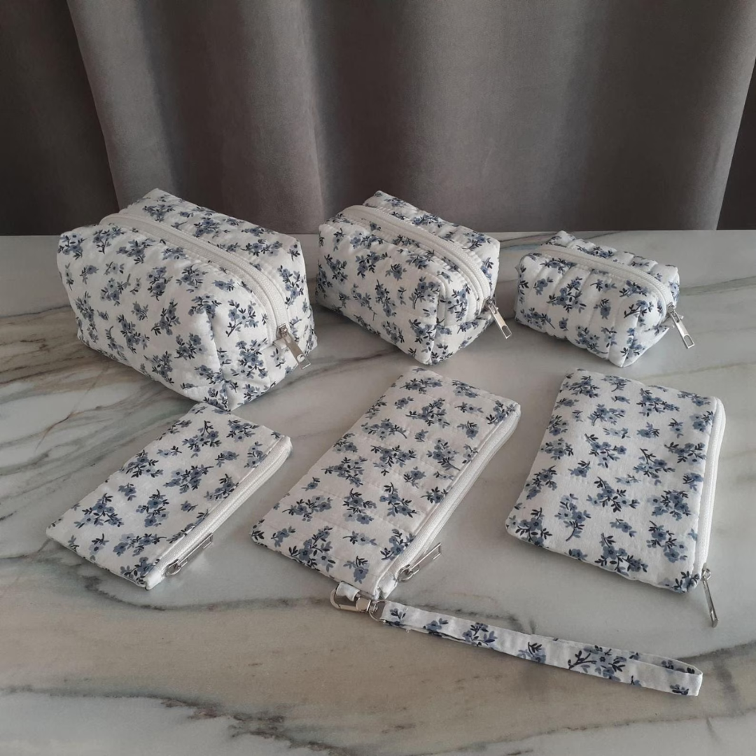 Makeup bag sewing pattern, 2 styles, 3 sizes, Quilted toiletry bag