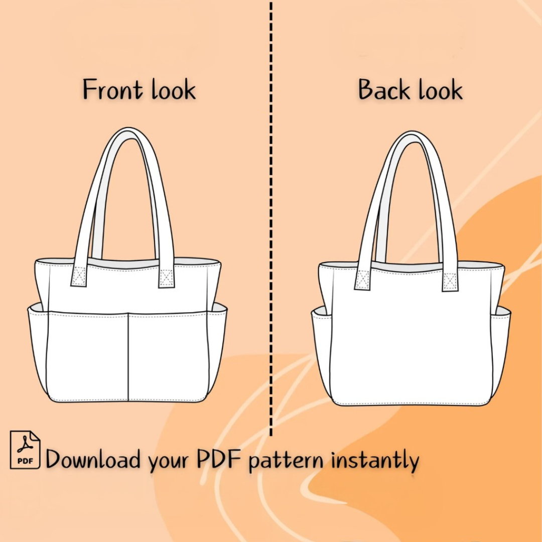 Tote Bag Sewing Pattern | Multi-Pocket Shopping Bag PDF Pattern | Canvas Shopper Bag For Women | Easy Carrying Handbag Pattern | School Bag