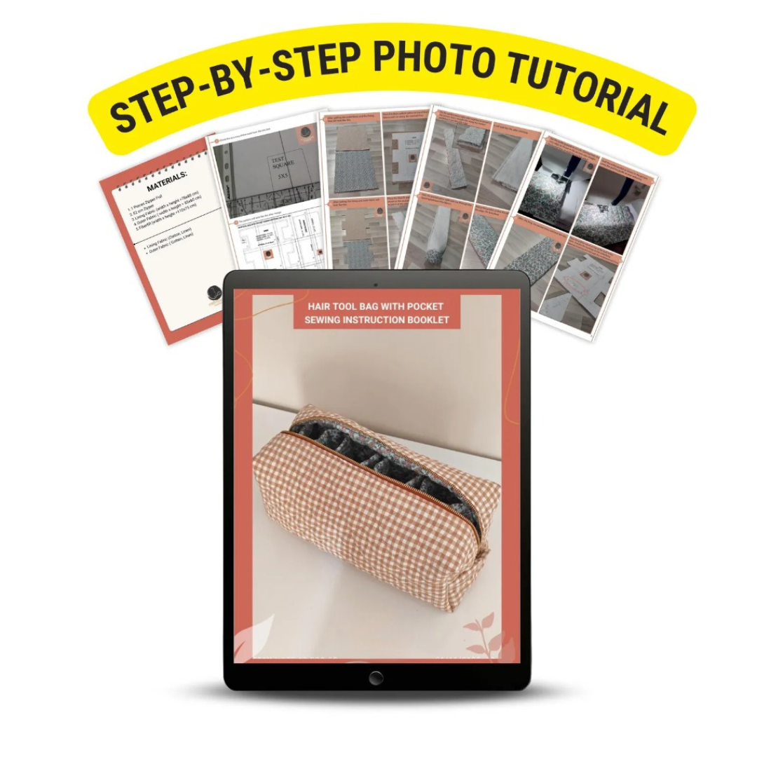 Quilted Hair Tool Bag Sewing PDF Pattern | Dyson Airwrap/Airstrait Bag | Zipper Pouch | Beginner Friendly | Toiletry Bag | Travel Organizer