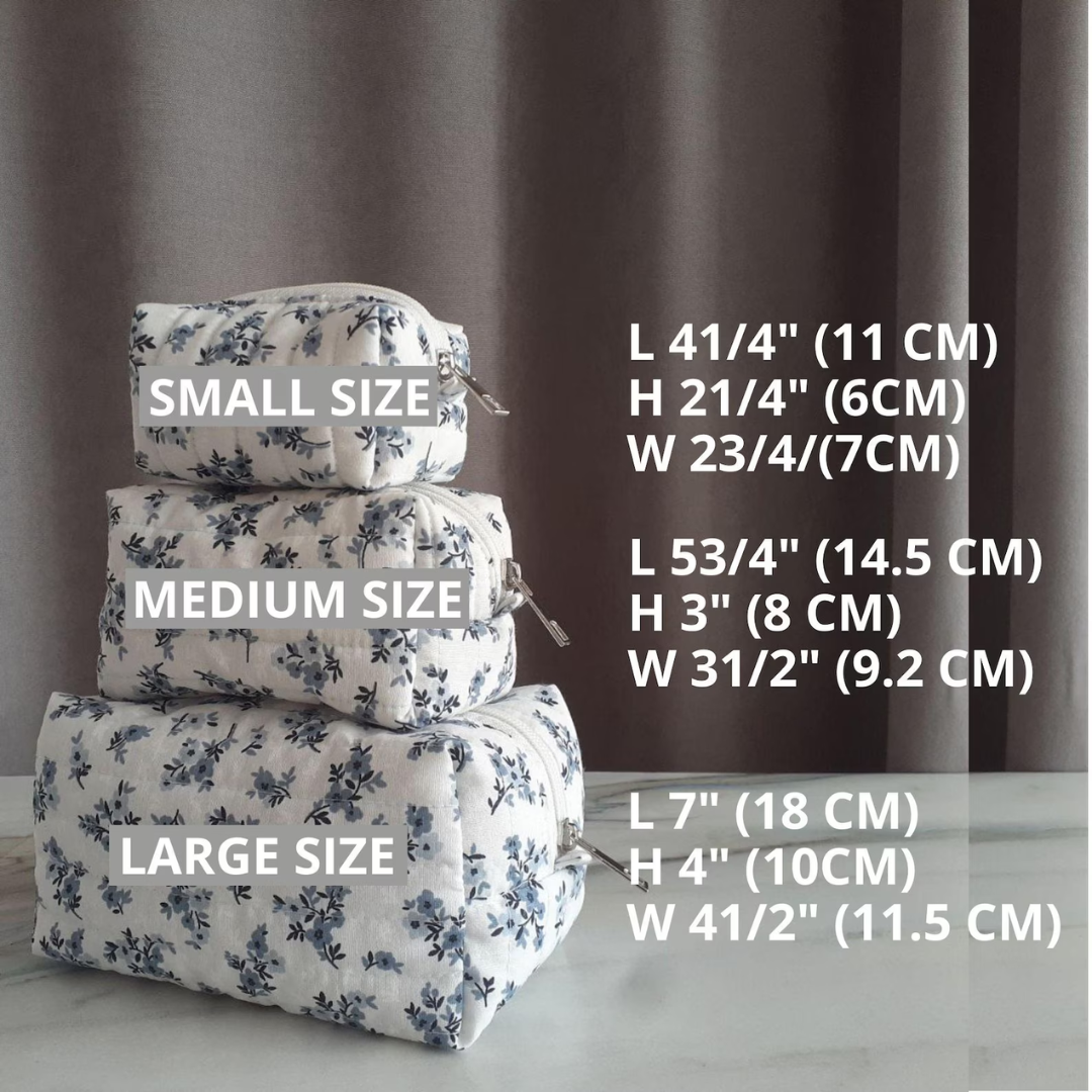 Makeup bag sewing pattern, 2 styles, 3 sizes, Quilted toiletry bag